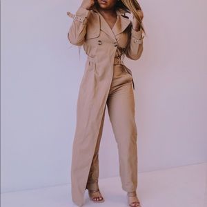 Khaki Trench Jumpsuit